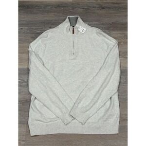 J.Crew Mens XXL‎ Quarter Zip Cotton Sweater Heather Grey Mock Neck BF091 NEW